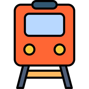 Demiryolu tren simgesi renk ana hatları vektörü
