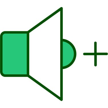 Artı işareti olan yeşil hoparlör simgesi