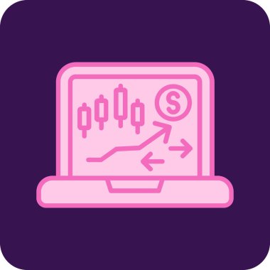 Bir dolar işareti olan modern bir dizüstü bilgisayarın vektör çizimi