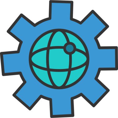 genel ağ bağlantı simgesi. Web için küresel bağlantı vektör simgelerinin basit çizimi