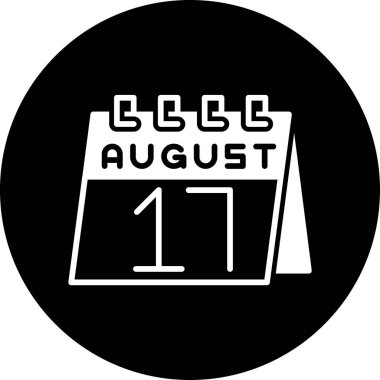 Ağustos takvim simgesi, vektör illüstrasyonu