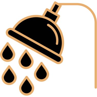 duş musluğu ikonu. Vektör biçimi düz simge, yuvarlak açılar, beyaz arkaplan,