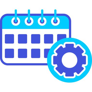 Cogwheel ikon vektör illüstrasyon tasarımlı takvim