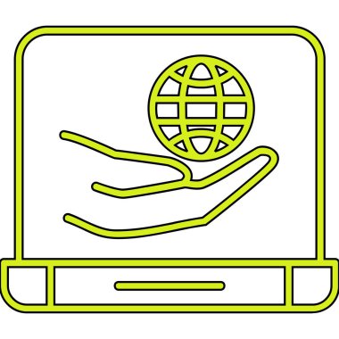 el ve dizüstü bilgisayarlı dünya gezegeni simgesi