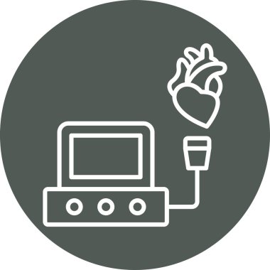 Bir kalbin vektör simgesi bir daire içinde bir monitörle