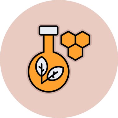 Bitkinin vektör simgesi bir çember içinde bir yaprak ve tüp ile