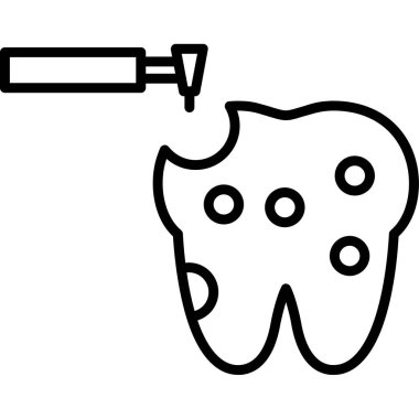 Diş ikonu. Beyaz arkaplanda izole edilmiş ağ için diş vektörü simgesinin özet çizimi