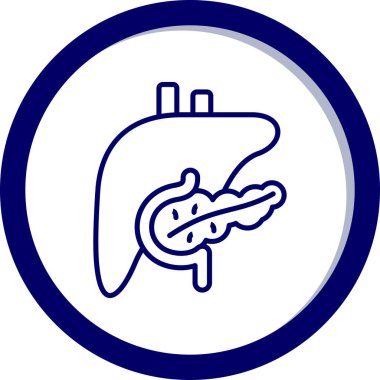 Karaciğer vektör simgesi. biçim düz daire içine alınmış sembol, kobalt rengi, yuvarlak açılar, beyaz arkaplan