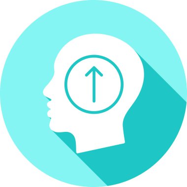 kafa ok vektör simgesi ile. biçim, beyaz arkaplanda yumuşak mavi sembollü düz yuvarlak kare düğmedir