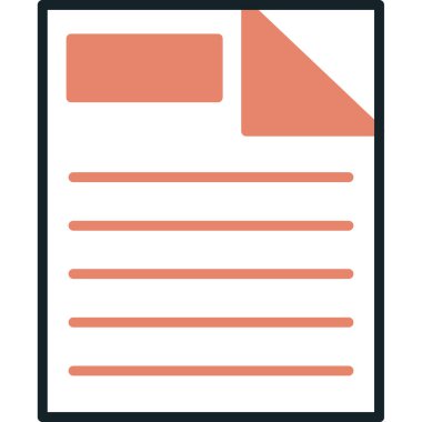 Belge düz simgesi, vektör, illüstrasyon