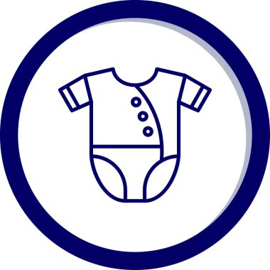 Bebek giysisi vektör simgesi. biçim çift renkli düz yuvarlak sembol, pürüzsüz mavi renkler, yuvarlak açılar, beyaz arkaplan