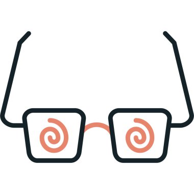 Gözlük yassı simgesi beyaz arkaplan, vektör, illüstrasyon