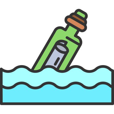 Su şişesi simgesi renk ana hatları vektörü