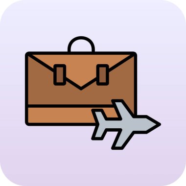 uçak simgesi olan bir bavul. vektör çizim