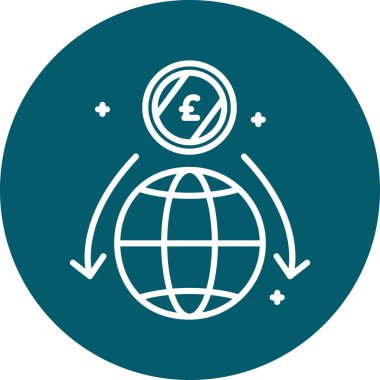 Eşsiz küresel para birimi çizgisi vektör simgesi