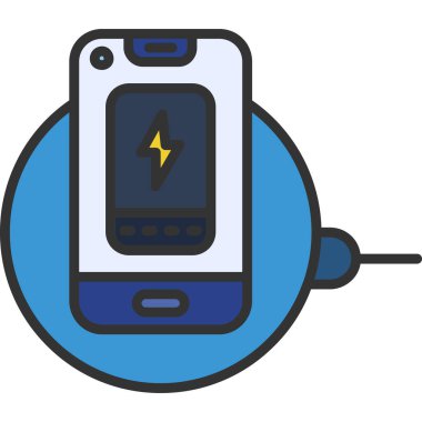 Beyaz arkaplan vektör illüstrasyon tasarımı üzerinde pil şarj simgesi olan akıllı telefon