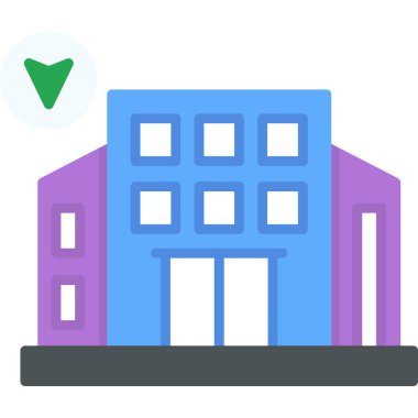 Pencereleri ve kapıları olan renkli bir bina