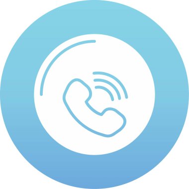 Çağrı merkezi simgesi. Vektör biçimi, yuvarlak açıları, kobalt ve cyan renkleri, beyaz arkaplanı olan iki renkli düz ikonik semboldür.