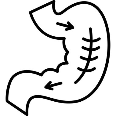 İnsan mide anatomisi simgesi, basit stil