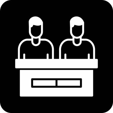 konferans toplantı simgesi, basit siyah vektör illüstrasyonu