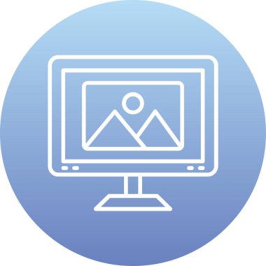 Bilgisayar simgesi. Web için basit bilgisayar vektör simgeleri çizimi. beyaz arkaplanda izole