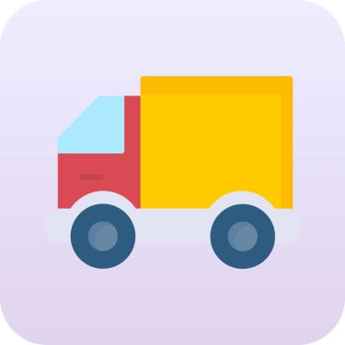 Mor arkaplanda renkli teslimat kamyonu