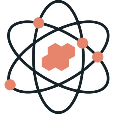 atom düz simgesi beyaz arka plan, vektör, illüstrasyon izole