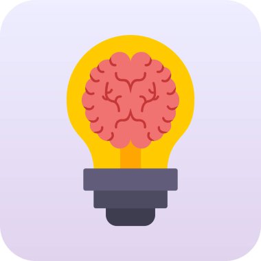 Ampul simgeli beyin, düz tasarım