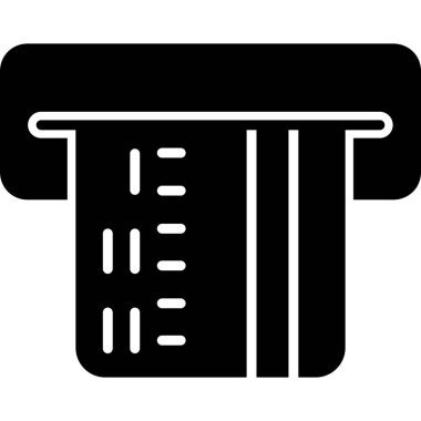 ATM makine simgesi. Beyaz arkaplanda izole edilmiş web tasarımı için ATM makine vektör simgesinin basit çizimi