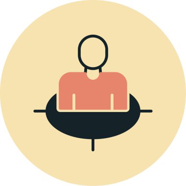 Adam bank ikonunda oturuyor. vektör illüstrasyonu