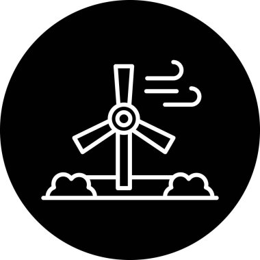 Rüzgar türbini simgesi, basit vektör illüstrasyonu