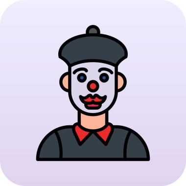 Palyaço düz simgesi, vektör illüstrasyonu