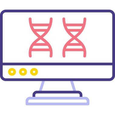 DNA molekül simgesine sahip bilgisayar ekranı