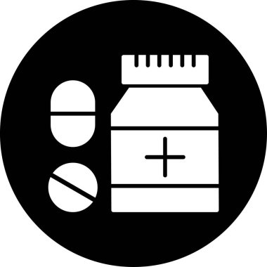 İlaç ikonu. Beyaz arkaplanda izole edilmiş web tasarımı için hap vektör simgelerinin basit çizimi