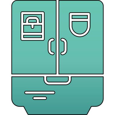 Siyah arkaplanı olan bir buzdolabının vektör simgesi