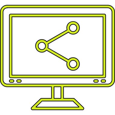 Bilgisayar monitörü simgesi. Web için dizüstü bilgisayar vektör simgesinin özet çizimi