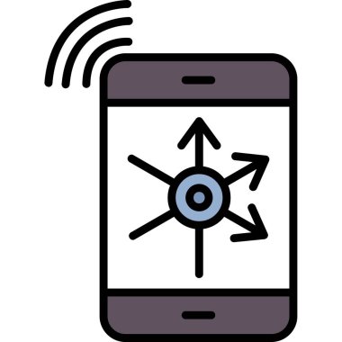 Wi-Fi ikonlu akıllı telefon. Beyaz üzerinde izole edilmiş akıllı telefon vektör simgesinin özet çizimi