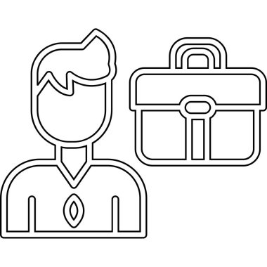 Çanta simgesine sahip iş adamı, satır biçimi