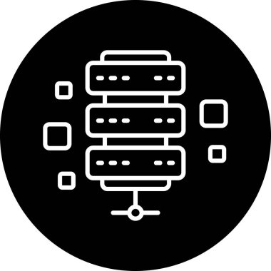 veri sunucusu simgesi. Beyaz arkaplanda izole edilmiş web tasarımı için veri sunucu vektör simgesinin basit çizimi