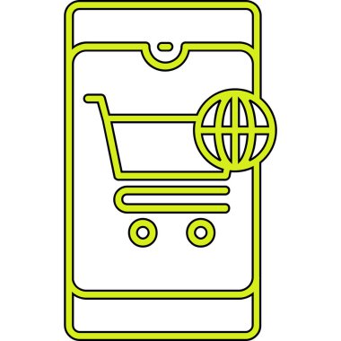 Akıllı telefon vektör illüstrasyon tasarımlı alışveriş arabası