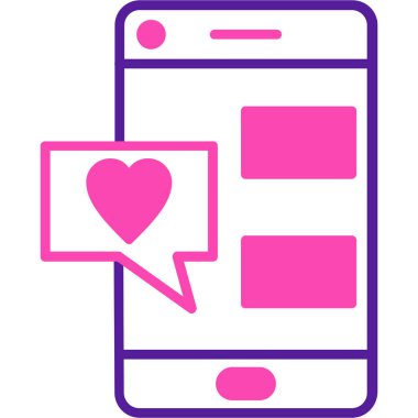 kalp simgesi ve vektör illüstrasyonlu akıllı telefon