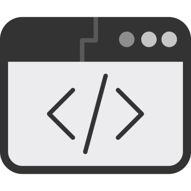 Beyaz arkaplanda izole edilmiş basit vektör illüstrasyonu kodlama web simgesi