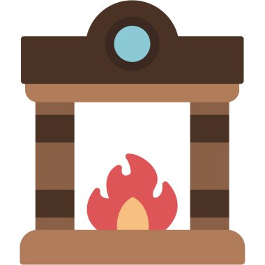 ateş şömine simgesi, vektör illüstrasyonu