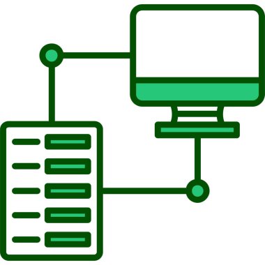 Outline biçiminde bilgisayar ağı sunucu simgesi