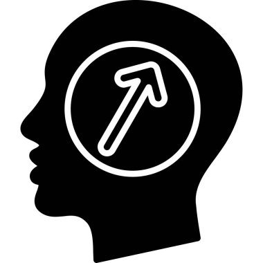 baş akıl ikonu vektörü. biçim düz sembollerdir, yuvarlak siyah renk, beyaz renk.