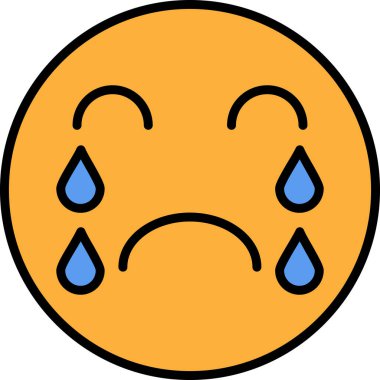 ağlayan yüz simgesi, vektör illüstrasyonu beyaz arkaplanda izole