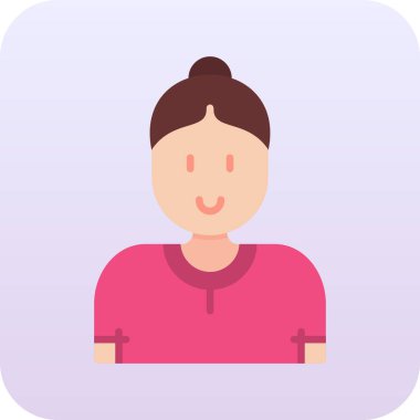 Kız avatar ikonu. düz dizayn. vektör illüstrasyonu