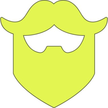 Sakallı yeşil kalkan, resimli, beyaz arkaplanda vektör.