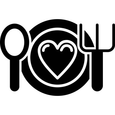 kalp ve çatal ikonu. vektör illüstrasyonu