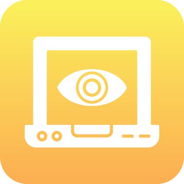 göz simgesi ve vektör illüstrasyonlu dizüstü bilgisayar